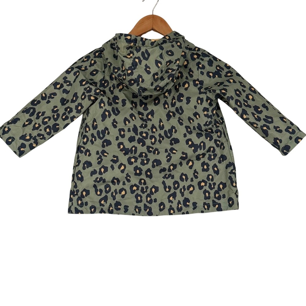 Carters Toddler Girls 3T Sage Green Leopard Print Hooded Rain Jacket Zip Up Coat - Picture 3 of 3